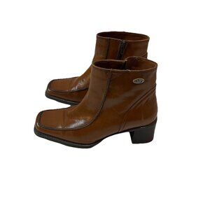 Vintage Dockers Caramel Brown Square Toe Side Zip Ankle Leather Boots EUR 39